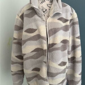 Stylish Gray and Cream Teddy Jacket